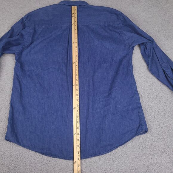 TGI Friday's Shirt Mens XL‎ 16 - 32/33 Blue Chambray Button Down Long Sleeve - Picture 11 of 14